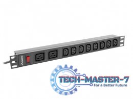 Listwa zasilająca Rack PDU 19 cali 1U 16A 2X C19 8X IEC C13 czarny C20