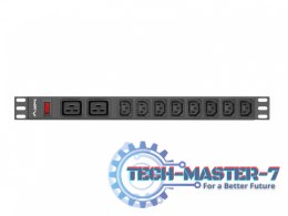 Listwa zasilająca Rack PDU 19 cali 1U 16A 2X C19 8X IEC C13 czarny C20