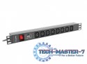 Listwa zasilająca Rack PDU 19 cali 1U 16A 8X IEC C13 2m czarna C20