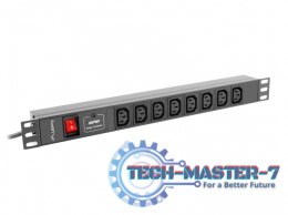 Listwa zasilająca Rack PDU 19 cali 1U 16A 8X IEC C13 2m czarna C20
