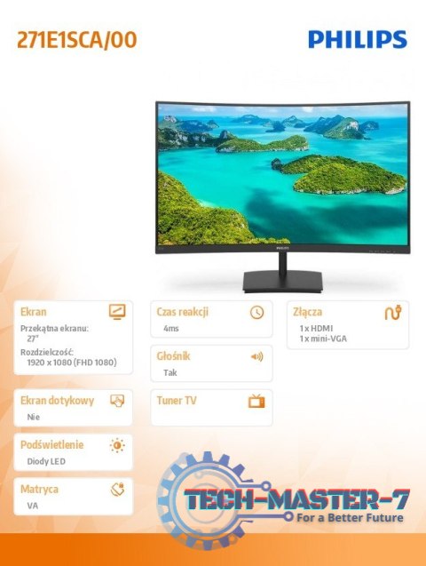Monitor 271E1SCA 27 cali Curved VA HDMI FreeSync Monitor 271E1SCA 27 cali Curved VA HDMI FreeSync