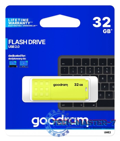 Pendrive UME2 32GB USB 2.0 Żółty Pendrive UME2 32GB USB 2.0 Żółty