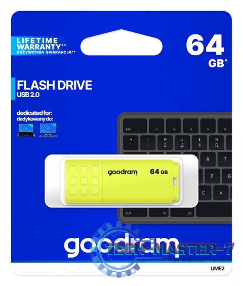 Pendrive UME2 64GB USB 2.0 Żółty Pendrive UME2 64GB USB 2.0 Żółty