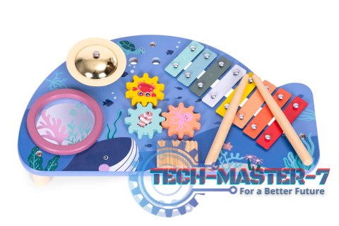 Stolik z instrumentami stół muzyczny cymbałki talerz perkusyjny tarka motyw morski ECOTOYS ECOTOYS Stolik z instrumentami stół muzyczny cymbałki talerz perkusyjny tarka motyw morski ECOTOYS ECOTOYS