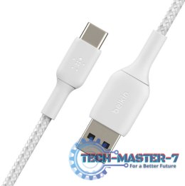 Kabel Braided USB-C USB-A 3m biały