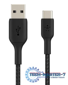 Kabel Braided USB-C USB-A 3m czarny