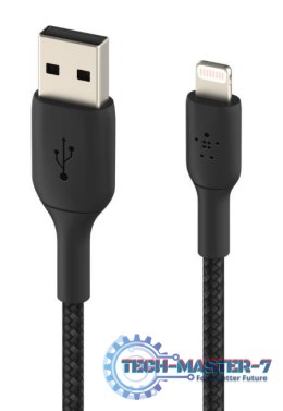 Kabel Braided USB- Lightning 15cm czarny