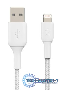 Kabel Braided USB- Lightning 1m biały