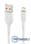 Kabel Braided USB- Lightning 1m biały