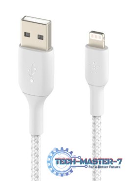 Kabel Braided USB- Lightning 1m biały