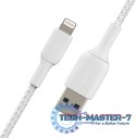 Kabel Braided USB- Lightning 1m biały