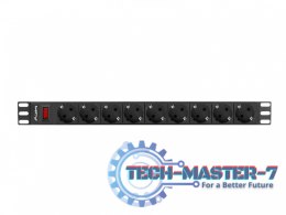 Listwa zasilająca Rack PDU 19 cali 1U 16A 9xSchuko 3m Czarna