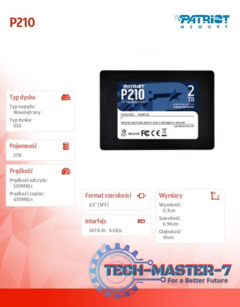Dysk SSD 2TB P210 520/430 MB /s SATA III 2.5 Dysk SSD 2TB P210 520/430 MB /s SATA III 2.5