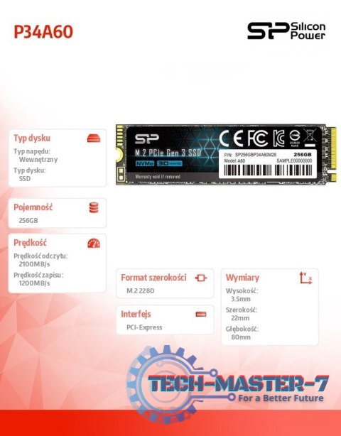 Dysk SSD A60 256GB M.2 PCIe 2100/1200 MB/s NVMe Dysk SSD A60 256GB M.2 PCIe 2100/1200 MB/s NVMe