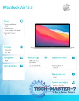 MacBook Air 13,3 cali: M1 8/7, 8GB, 256GB - Gwiezdna szarość
