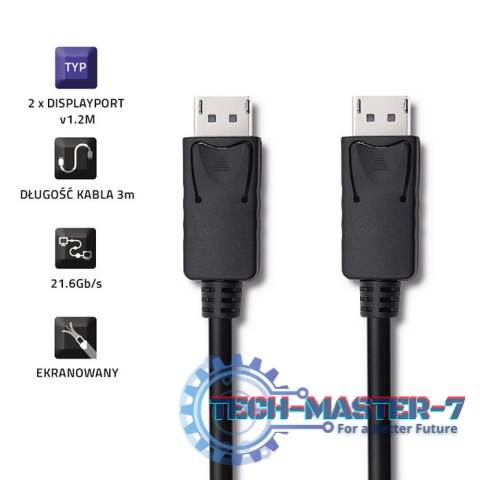 Kabel DisplayPort v1.2 męski | DisplayPort v1.2 męski | 4K |3m Kabel DisplayPort v1.2 męski | DisplayPort v1.2 męski | 4K |3m