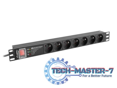 Listwa zasilająca rack PDU 19 cali 1U 16A 7X 230V PL SPD-3MP 2m czarna Listwa zasilająca rack PDU 19 cali 1U 16A 7X 230V PL SPD-3MP 2m czarna