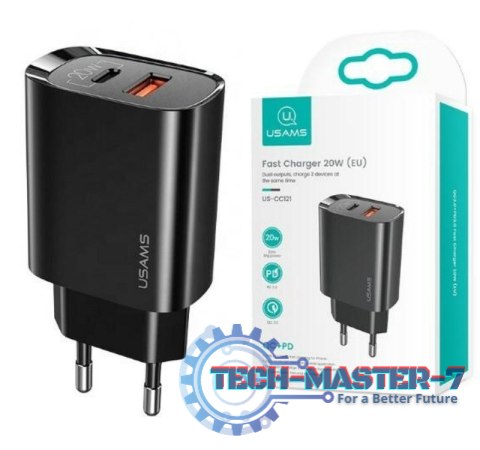 Ładowarka sieciowa 1xUSB-C+1xUSB T35 20W PD3.0 QC3.0 Fast charging Ładowarka sieciowa 1xUSB-C+1xUSB T35 20W PD3.0 QC3.0 Fast charging