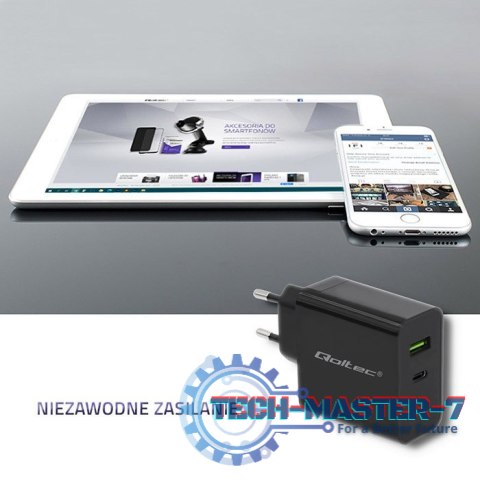 Ładowarka sieciowa | 45W | 5-20V | 2.25-3A | USB typ C PD | USB | Czarna Ładowarka sieciowa | 45W | 5-20V | 2.25-3A | USB typ C PD | USB | Czarna