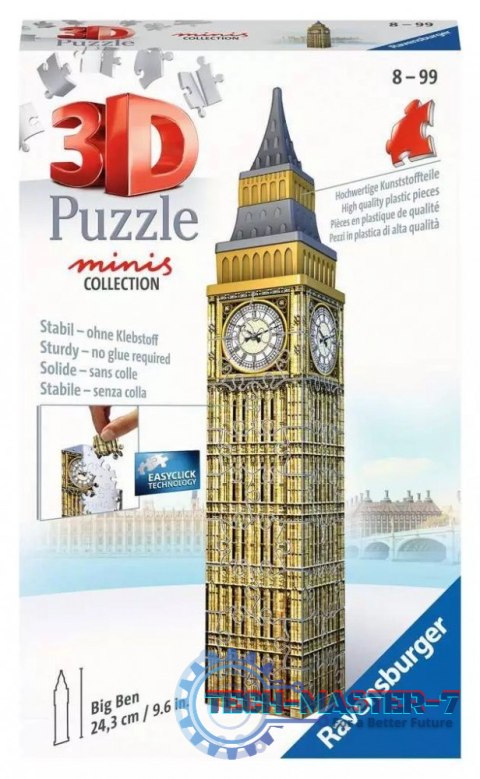 Puzzle 54 elementy 3D Mini Budynki Big Ben Puzzle 54 elementy 3D Mini Budynki Big Ben