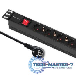 Listwa zasilająca do szafy RACK 1U | 16A | PDU | 6xSCHUKO | 2m