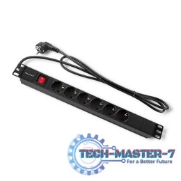 Listwa zasilająca do szafy RACK 1U | 16A | PDU | 6xSCHUKO | 2m