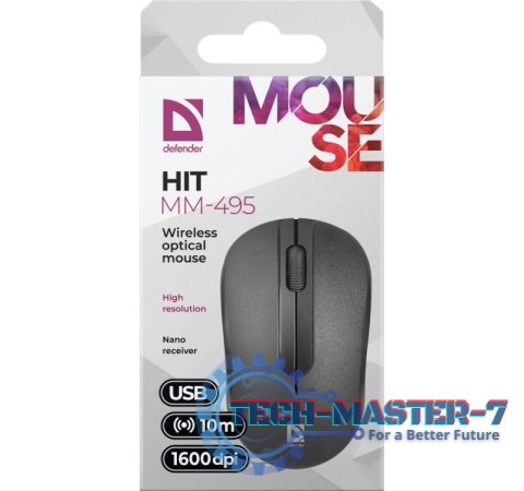 Mysz bezprzewodowa optyczna HIT MM-495 czarna 1600 dpi Mysz bezprzewodowa optyczna HIT MM-495 czarna 1600 dpi