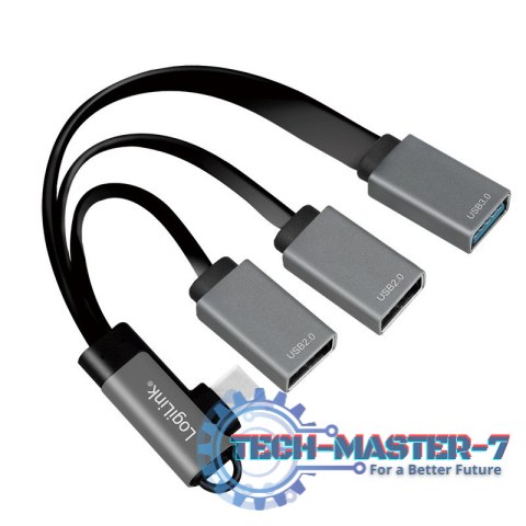 Hub USB 3.2, USB-C/M 90, do 3xUSB-A/F, 0.15m Hub USB 3.2, USB-C/M 90, do 3xUSB-A/F, 0.15m