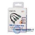 Hub USB 3.2, USB-C/M 90, do 3xUSB-A/F, 0.15m