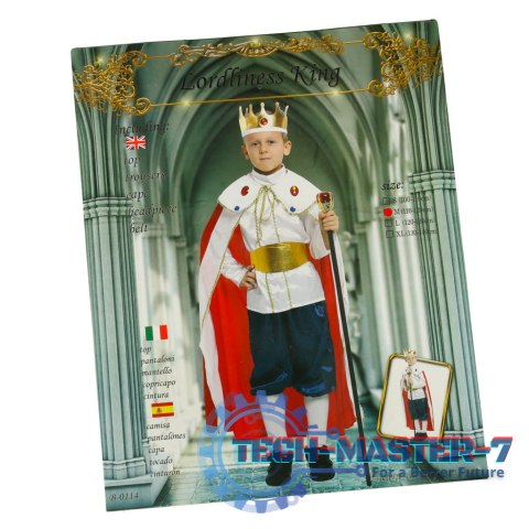 Kostium strój karnawałowy przebranie król korona peleryna jasełka rozmiar M 110-120cm Kostium strój karnawałowy przebranie król korona peleryna jasełka rozmiar M 110-120cm