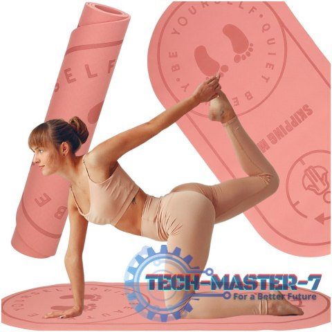 Mata fitness do ćwiczeń jogi skakania na skakance wygłuszająca antypoślizgowa 125x61.5x0,6 cm różowa Mata fitness do ćwiczeń jogi skakania na skakance wygłuszająca antypoślizgowa 125x61.5x0,6 cm różowa
