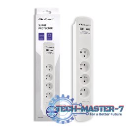Listwa antyprzepięciowa | 4 gniazda | 2xUSB | 1.8m | Biała