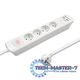 Listwa antyprzepięciowa | 4 gniazda | 2xUSB | 1.8m | Biała