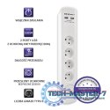 Listwa antyprzepięciowa | 4 gniazda | 2xUSB | 1.8m | Biała