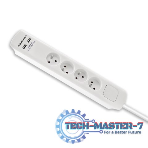 Listwa antyprzepięciowa | 4 gniazda | 2xUSB | 1.8m | Biała Listwa antyprzepięciowa | 4 gniazda | 2xUSB | 1.8m | Biała