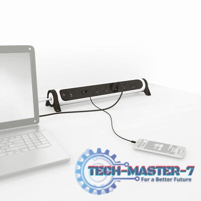 Przedłużacz ochronny 5x2PZ +USB A/C 1,5m biało-czarny Przedłużacz ochronny 5x2PZ +USB A/C 1,5m biało-czarny