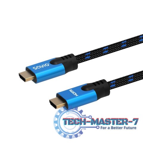 Kabel HDMI (M) v2.1, 3m, 8K, miedź, niebiesko-czarny, złote końcówki, ethernet/3D, CL-143 Kabel HDMI (M) v2.1, 3m, 8K, miedź, niebiesko-czarny, złote końcówki, ethernet/3D, CL-143