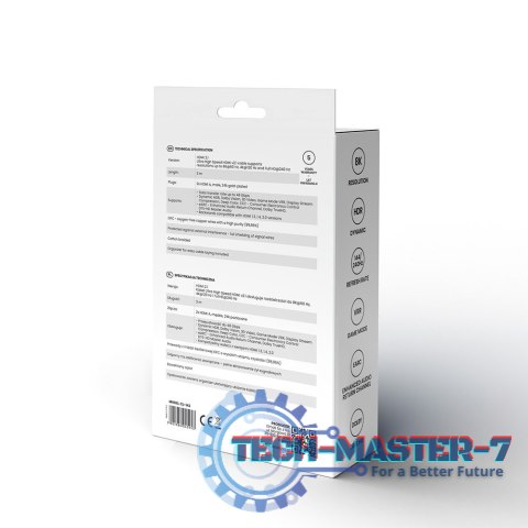 Kabel HDMI (M) v2.1, 3m, 8K, miedź, niebiesko-czarny, złote końcówki, ethernet/3D, CL-143 Kabel HDMI (M) v2.1, 3m, 8K, miedź, niebiesko-czarny, złote końcówki, ethernet/3D, CL-143