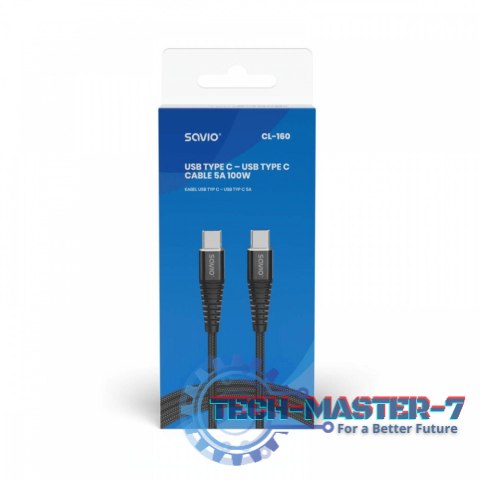 Kabel USB typu C - USB typu C 5A 2m, CL-160 Kabel USB typu C - USB typu C 5A 2m, CL-160