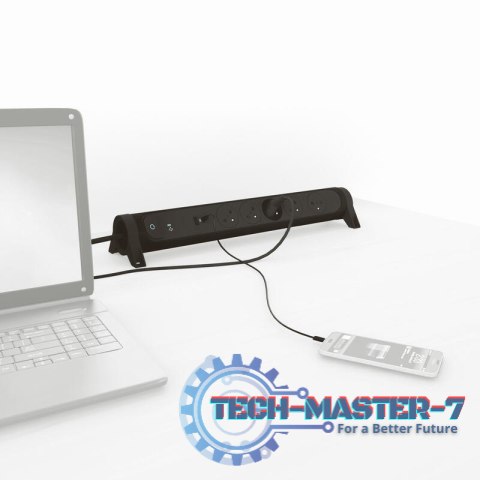 Przedłużacz 5x2PZ +USB A/C 1,5m czarny Przedłużacz 5x2PZ +USB A/C 1,5m czarny