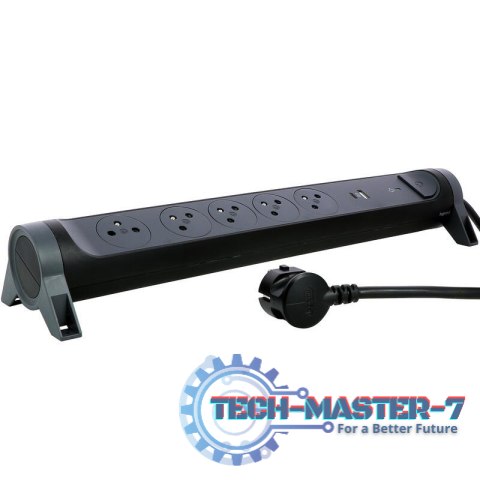 Przedłużacz 5x2PZ +USB A/C 1,5m czarny Przedłużacz 5x2PZ +USB A/C 1,5m czarny