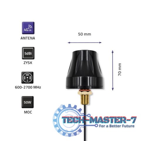 Antena 4G LTE dookólna DUAL | 5dBi | Zewnętrzna Antena 4G LTE dookólna DUAL | 5dBi | Zewnętrzna