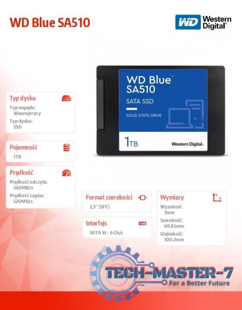 Dysk SSD WD Blue 1TB SA510 2,5 cala WDS100T3B0A Dysk SSD WD Blue 1TB SA510 2,5 cala WDS100T3B0A