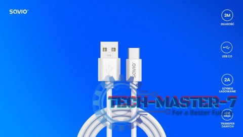 Kabel USB-A - USB-C, 2A, 3m, CL-168 Kabel USB-A - USB-C, 2A, 3m, CL-168