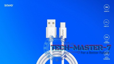 Kabel USB-A - USB-C, 2A, 3m, CL-168 Kabel USB-A - USB-C, 2A, 3m, CL-168