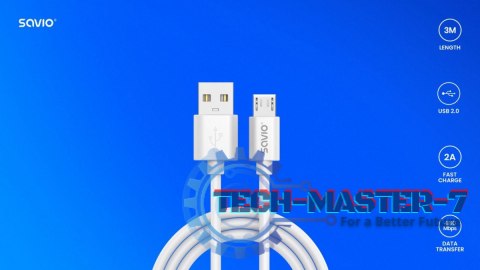 Kabel USB- A - micro USB, 2A, 3m, CL-167 Kabel USB- A - micro USB, 2A, 3m, CL-167