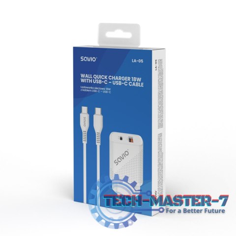 Ładowarka sieciowa USB Quick Charge Power Delivery 3.0 18W +1m kabel USB typ C, LA-05 C Ładowarka sieciowa USB Quick Charge Power Delivery 3.0 18W +1m kabel USB typ C, LA-05 C