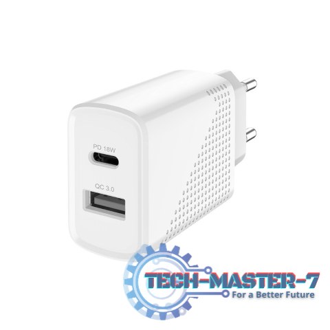 Ładowarka sieciowa USB Quick Charge, Power Delivery 3.0, 18W, LA-04 Ładowarka sieciowa USB Quick Charge, Power Delivery 3.0, 18W, LA-04