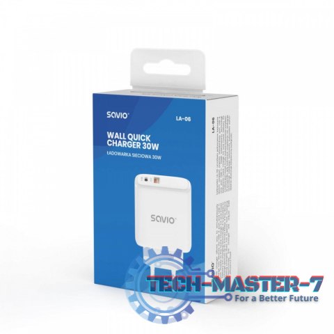 Ładowarka sieciowa USB Quick Charge, Power Delivery 3.0, 30W, LA-06 Ładowarka sieciowa USB Quick Charge, Power Delivery 3.0, 30W, LA-06