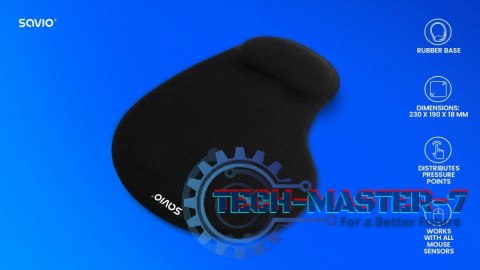 Podkładka żelowa pod mysz czarna SAVIO MP-01B Podkładka żelowa pod mysz czarna SAVIO MP-01B